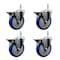 Service Caster 5 Inch Blue Polyurethane Wheel Swivel 58 Inch Threaded Stem Caster Set with Brake SCC SCC-TS20S514-PPUB-BLUE-PLB-58212-4 - alternate 1
